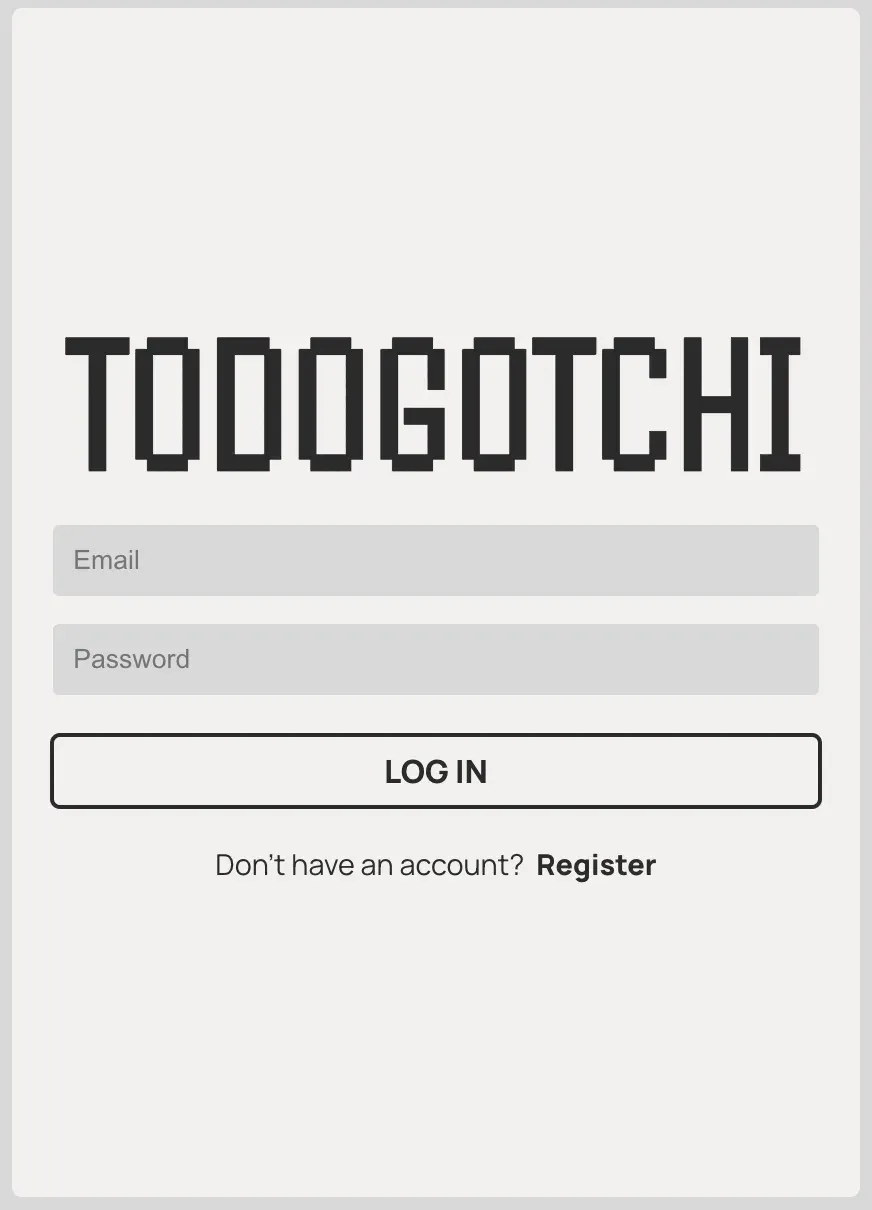 Todogotchi main screen with pet
